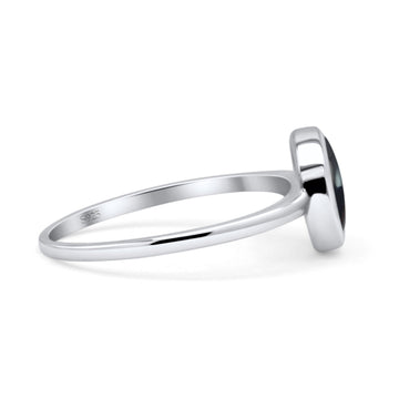 Oxidized Statement Fashion Round Petite Dainty Thumb Ring Simulated Black Onyx 925 Sterling Silver